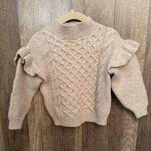 Mock-Neck Ruffle-Trim Cable-Knit Sweater for Toddler Girls